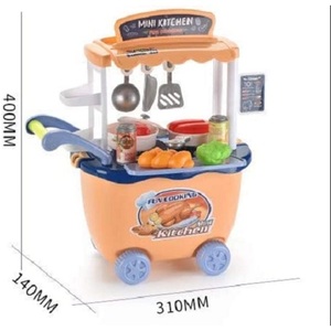 Mini Kitchen Play <b>Trolley</b> 28 Piece <b>Toy</b> Cooking Set For Kids Role Play - Product Image 3