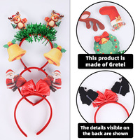 Serre-tête en feutre de Noël plat 3D avec bonhomme de neige, renne, Père Noël, bois de renne et nœud, accessoire de tête pour fête de Noël et déguisement