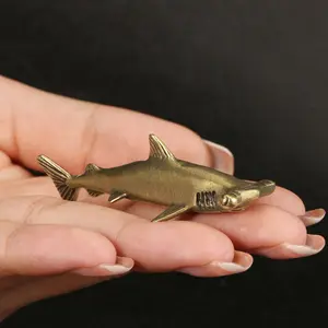 Antique Play Brass Hammerhead Shark Copper Ornaments Desktop Decoration Shark Copper Crafts