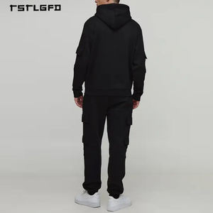 Completo Tattico da Uomo in 2 Pezzi, Tessuto Sostenibile di Alta Qualità, Felpa con Zip e Cappuccio con Grandi Tasche, Set Joggers Ecologico Stile Notturno - Product Image 4