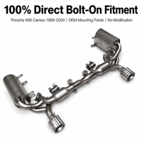 Sistem Knalpot Catback Berkatup SS304 X-Pipe Resonator Aliran Tinggi Dual Muffler untuk Porsche 911 996 Carrera C4 3.4L M96 1999-2004