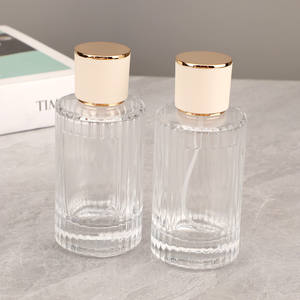 Flacon vide de 100 ml, flacon transparent à rayures verticales, corps rose, bouchon blanc ou noir, flacon en verre à visser, flacon pulvérisateur de parfum de type pression - Product Image 6