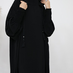 女性用高品質無地イスラム服ドレスロングトップスレディースプリーツムスリムアラビアブラウスドレス - Product Image 4