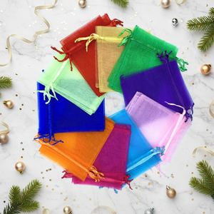 Sacs à cordon en <span class=keywords><strong>organza</strong></span> personnalisés en gros avec logo, pochettes réutilisables, petits emballages cadeaux pour cosmétiques/bonbons/sucres/vin/parfums - Product Image 1