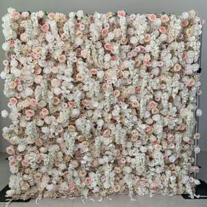 Custom 3d tecido flor parede casamento falso seda rosa flor parede painel fundo mobiliário decoração - Product Image 2