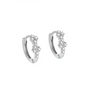 NUEVOS Pendientes de Aro de Plata de Ley 925 con Circonitas y Baño de Rodio, Joyería de Moda al por Mayor, Regalo de Boda - Product Image 4