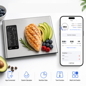 <span class=keywords><strong>Balance</strong></span> <span class=keywords><strong>de</strong></span> <span class=keywords><strong>cuisine</strong></span> numérique intelligente avec calculateur nutritionnel, application <span class=keywords><strong>de</strong></span> calcul du poids <span class=keywords><strong>et</strong></span> des calories, pour l'analyse des informations sur les aliments <span class=keywords><strong>et</strong></span> les nutriments. - Product Image 1