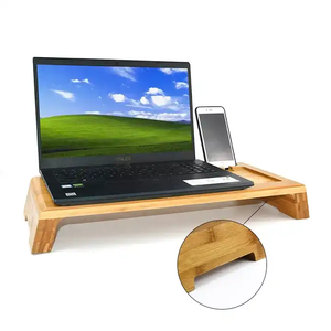 Organizador de escritorio de ordenador portátil ajustable multifuncional de bambú de Color Natural, soporte elevador de Monitor de 2 niveles para muebles de oficina - Product Image 3