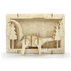 Wcent design assemblaggio brontosauro in legno per bambini Custom criniera puzzle cartoline in legno all'ingrosso giocattoli - Product Image 2