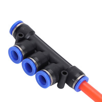 Raccord rapide pour tube pneumatique 4 voies PZA/PK bleu noir 4/6/8/10/12 mm, connecteur pour tuyau pneumatique et d'eau