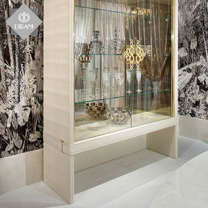 Meuble de salon moderne <span class=keywords><strong>vintage</strong></span> de luxe Buffet en cuir blanc <span class=keywords><strong>Mini</strong></span> vitrine d'angle pour la maison - Product Image 4