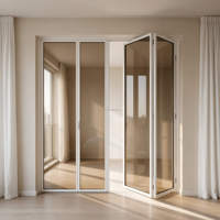 Porte pliante en aluminium et verre pour intérieur résidentiel, cloison de pièce pliable empilable de style moderne et minimaliste