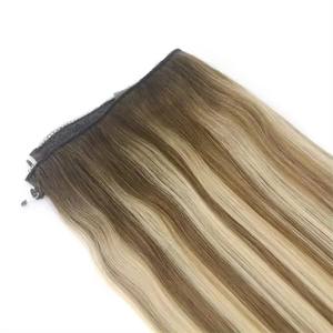 18 Pouces Blond Cendré Faits Saillants Blond Clair <span class=keywords><strong>Secret</strong></span> Fil Invisible Extensions de Cheveux Humains Ligne de Poisson Extensions de Halo de Cheveux 80G - Product Image 2