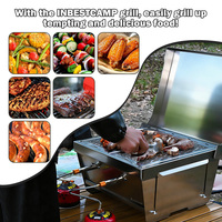 Barbecue à gaz portable INBESTCAMP à double brûleur, pliable, en acier inoxydable, pour le camping, les pique-niques en plein air, avec sac de transport