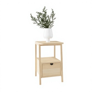 Modern Scandinavian Wood Nightstand With 1 Drawer Storage Bedroom Furniture - Product Image 1