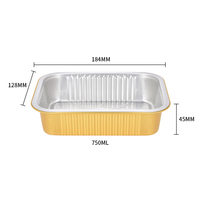Barquette alimentaire rectangulaire en aluminium C750 de 750 ml à parois lisses, réutilisable, hermétique et jetable