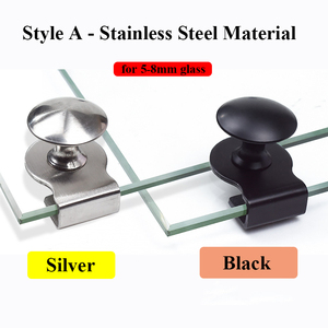Minimalist Stainless Steel <strong>Black</strong>/Silver Glass <strong>Door</strong> Clips Pull Handles Easy Installation 5-8mm Glass Showcases Cabinet Home Bar - Product Image 4