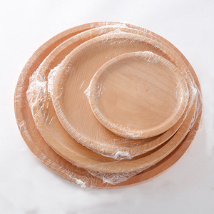 Round Beechwood Serving <b>Trays</b> 14 20 24 28 Cm Solid Color For Hotel <b>Tea</b> Coffee Breakfast Use - Product Image 1