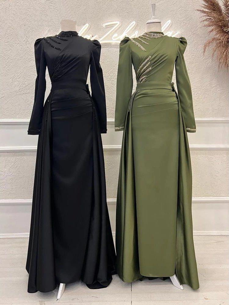 modest evening gown with tail