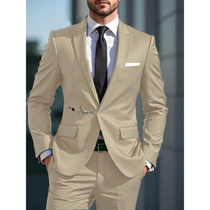 Großhandel Herren Luxus Einfarbige Anzüge für Männer Schicker Einreihiger Anzug mit Spitzrevers Slim Fit Herrenkleidung Hochzeitsanzug - Product Image 5