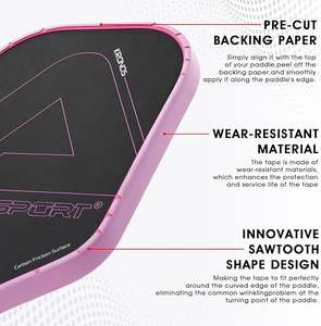 Cinta de protección de paleta Pickleball con material de PU para cabeza de paleta y protector de borde de raqueta, se adapta a borde curvo sin arrugas - Product Image 2