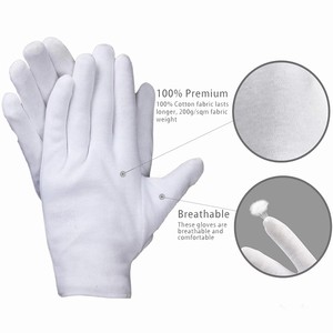 Pas cher Interlock Atelier Travail Absorption Sueur Industrie Inspection Protection Couture Ménage Blanc Coton Travail Main Gants - Product Image 3