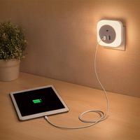 Veilleuse LED carrée moderne 2026 avec capteur de mouvement, chargeur USB pour PC, 8lm, 3 températures de couleur (3000K, 4000K, 6500K), 80Ra, pour chambre et couloir