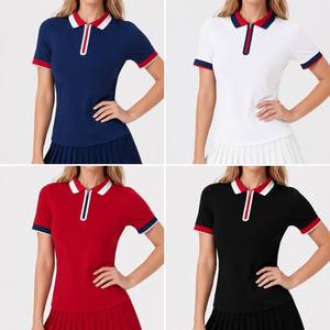 Nouveau T-shirt de sport amincissant et respirant pour femme – Haut de gamme pour le <span class=keywords><strong>tennis</strong></span>/le golf à manches courtes en nylon/spandex - Product Image 6