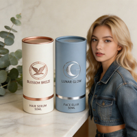 Boîte cylindrique en papier doré ou argenté personnalisée, emballage en tube rond pour sérum capillaire, élixir pour le visage, cosmétiques, logo personnalisé