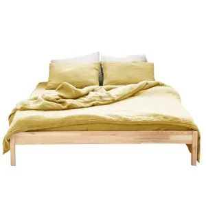 特大床4件套100% 纯法国柔软耐用亚麻床单床上用品预洗定制标签亚麻床单套装