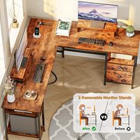 Bureau d'angle ergonomique moderne et minimaliste en forme de L avec tiroir pour le jeu et l'ordinateur, idéal pour la maison - Écologique et peu encombrant