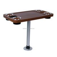 Ensemble de table pour bateau marin avec pièce à piston - 18"x34" - Pied de table amovible pour bateau ponton - 4 porte-gobelets et 2 supports pour téléphone