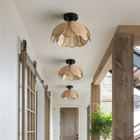Lustre en osier tissé à la main en rotin naturel osier lumière couloir plafond lanterne lumière pour salon salle à manger ferme