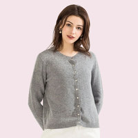 Pull cardigan en cachemire à manches longues décontracté à col rond pour femmes tendance automne printemps de haute qualité