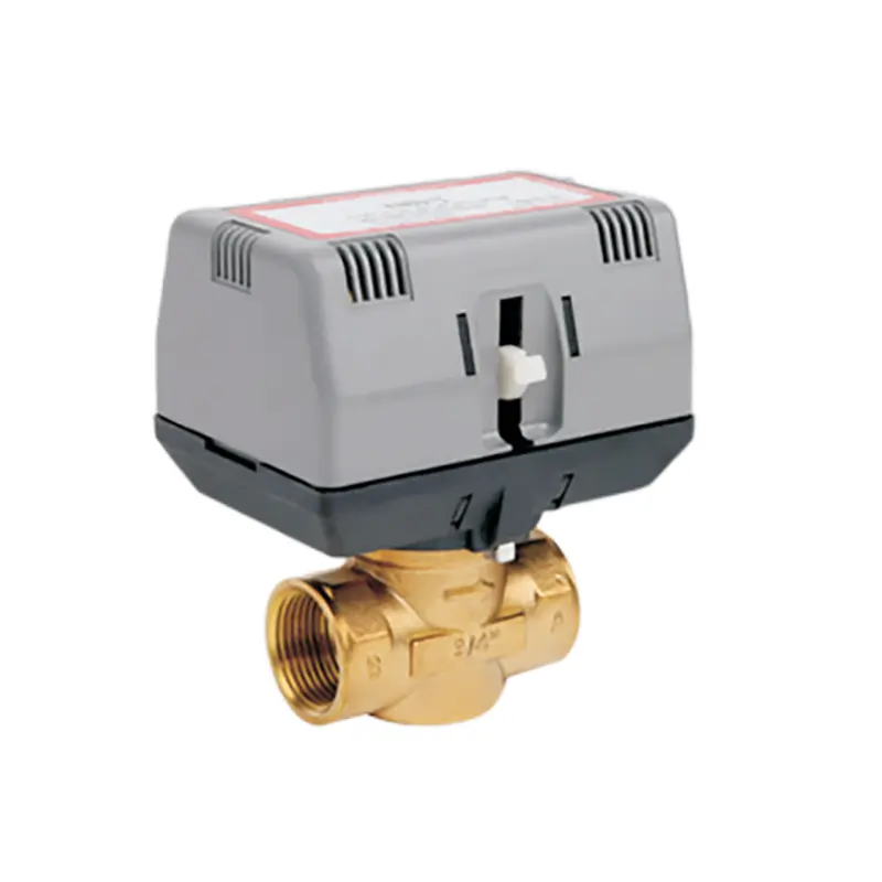 DN15 DN20 DN25 Three Wires Brass Body Motorized Two Way Valve Used For Fan Coil HVAC System 110V 220V