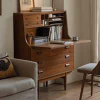 Bureau de direction scandinave en bois massif écologique avec tiroirs, armoires de rangement pour livres et miroir, idéal pour le salon