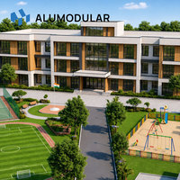 Bâtiment scolaire préfabriqué modulaire en structure acier, revêtement en aluminium, entièrement mobilier, clé en main pour projets éducatifs