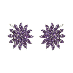 Purple Flower Stud <b>Earrings</b> With Micro Insert Zircon S925 Silver <b>Posts</b> Party Jewelry - Product Image 5