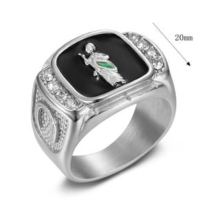 yunnique Bague pour homme en acier inoxydable plaqué or avec incrustation de diamants et motif décoratif, idéale pour un cadeau - Product Image 5