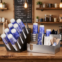 Ensemble de supports de rangement pour accessoires de bar en acier inoxydable, certifié CE, design moderne, pour tasses jetables et pailles de café