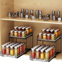 Étagère de rangement de cuisine multifonctionnelle en gros, étagère verticale en fer à double niveau pour pots à épices sur comptoir et sous évier