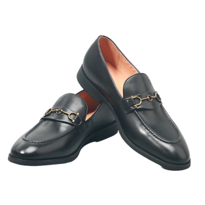 <span class=keywords><strong>Mocasines</strong></span> de Cuero Genuino para <span class=keywords><strong>Hombre</strong></span>, Estilo Británico, Zapatos Formales de Negocios de Una Pieza, para Personas Perezosas, con Hebilla de Metal y Suela Gruesa - Product Image 3
