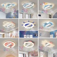Ventilateur de plafond LED intelligent à spectre complet pour enfants voix pour haut-parleur de musique Protection des yeux plafond de ventilateur électrique