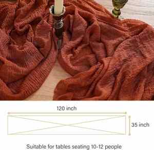 1 pièce Chemin de table en gaze de toile de jute terracotta style bohème, 10 pieds (120 pouces) de long, voile rustique, lavable en machine, pour la maison et les fêtes, en polyester - Product Image 2