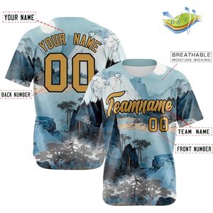 Camiseta de béisbol personalizada, unisex, para adultos, con nombre personalizado, número sublimado, transpirable, con nombre del equipo, 00, estampado de montaña, camiseta deportiva - Product Image 3