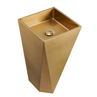 Lavabo colonne en acier inoxydable pour salle de bain, vasque autoportante en acier inoxydable