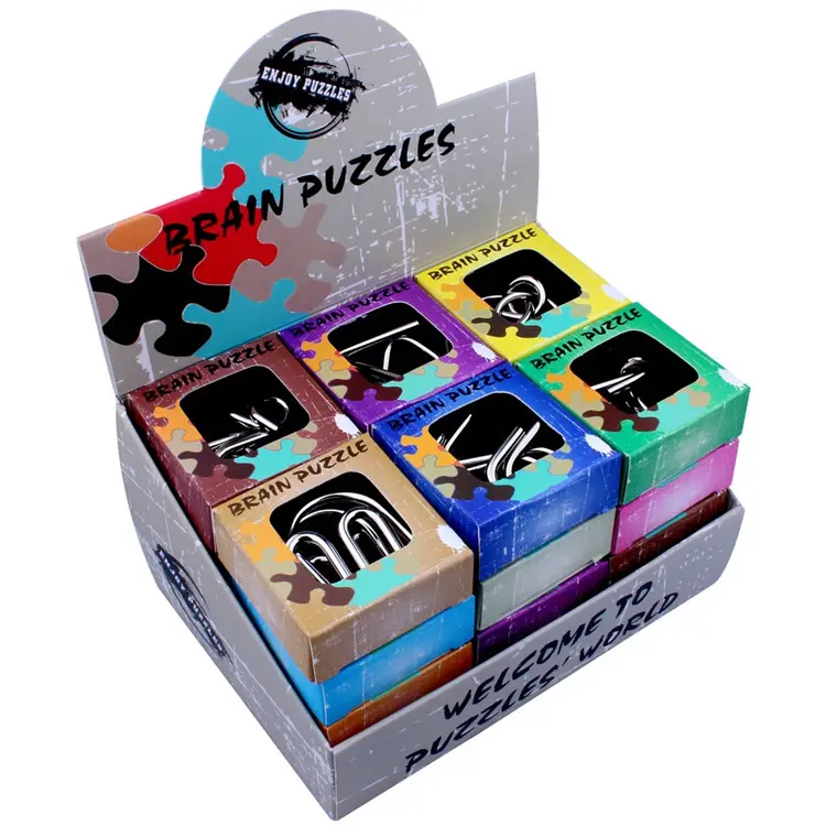 Kids Adult Interactive Game Toys 24 Pieces Set Kongming Lock Intelligent IQ Metal Interlocking Ring Brain Teaser Puzzle