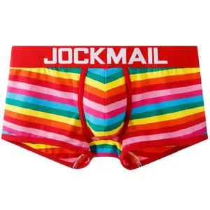 custom logo stripe boxer briefs Fashionable Breathable Cotton Men's Underwear LGBTQ sexy male underpants Couple rainbow Trunks