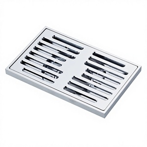 Siphon de sol carré en laiton robuste, moderne, écologique et anticorrosion, 100 mm (4 pouces), à haut débit, pour baignoire et salle de bain - Product Image 1