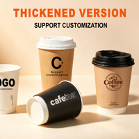 Gobelets à café en papier à double paroi biodégradables avec couvercles, gobelets jetables écologiques avec logo personnalisé pour les boissons chaudes et les cafés
